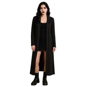 EVOLUTION 90s Knitwear Mohair Blend Longline Duster Cardigan openwear charcoal M